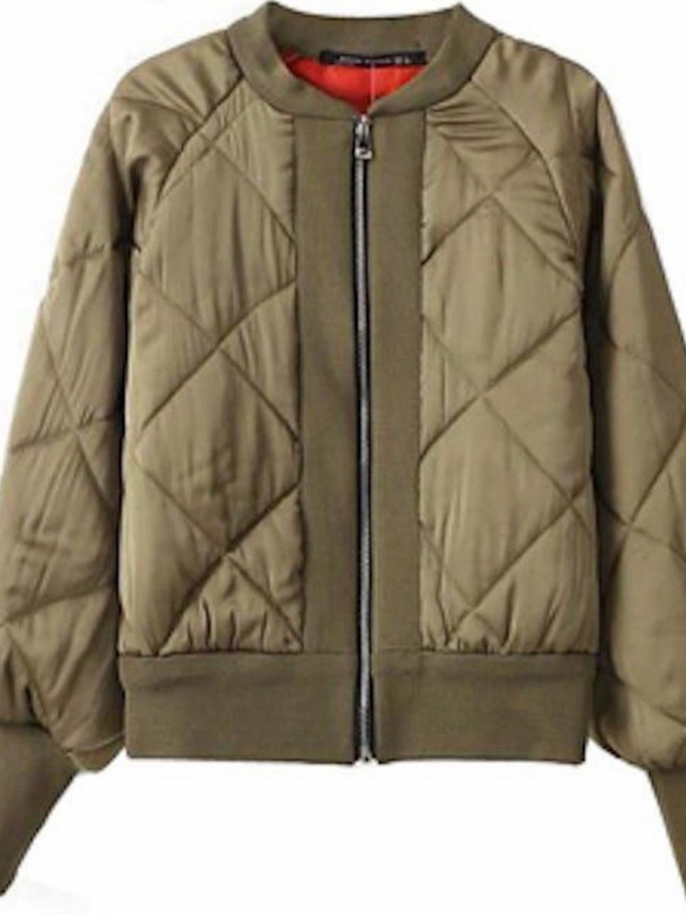 ZARA Olive Quilted Bomber Jacket - Women